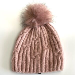 Express Pink Cable Knit Pom Beanie